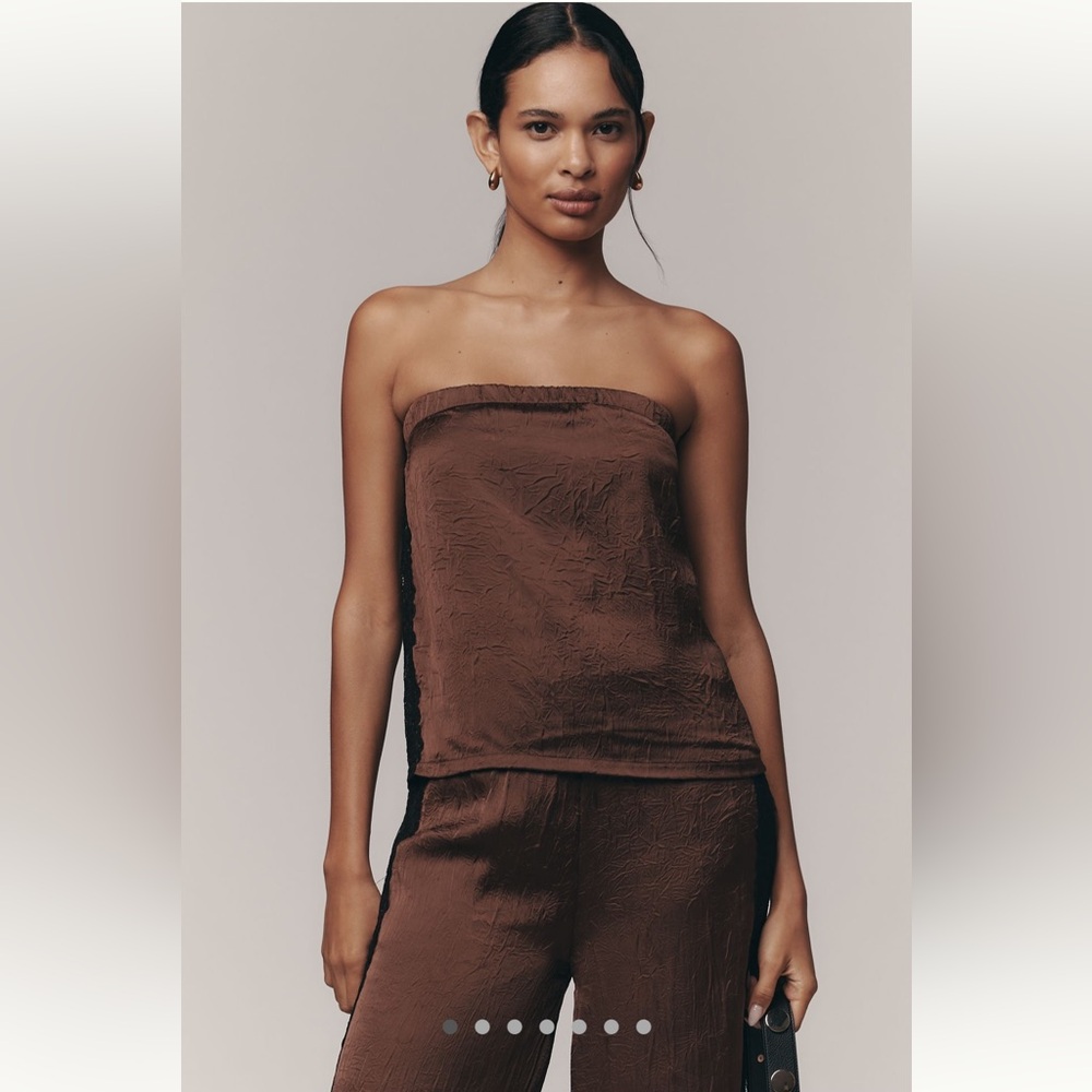 Anthropologie Brown Strapless Textured Top - Size M - BNWT